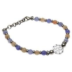 bracciale uomo con simboli ingranaggi pietre dure e acciaio