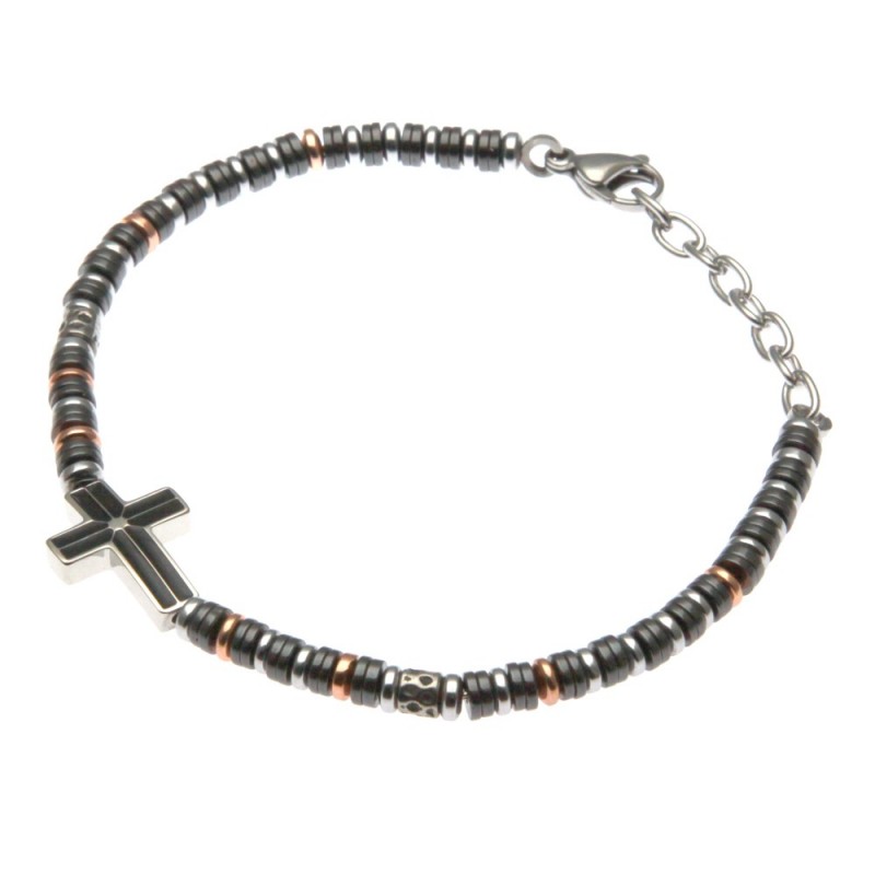 bracciale uomo croce in acciaio