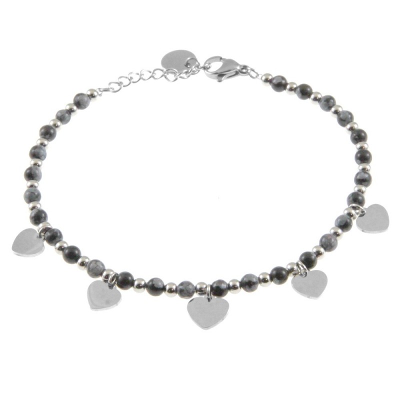 bracciale cuoricini donna acciaio pietre