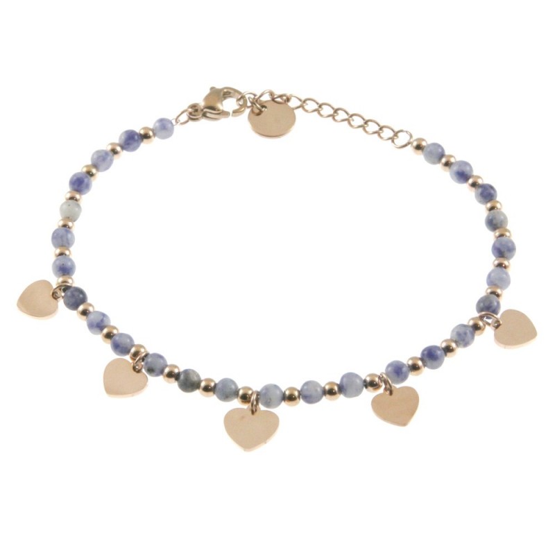 bracciale cuoricini donna acciaio pietre