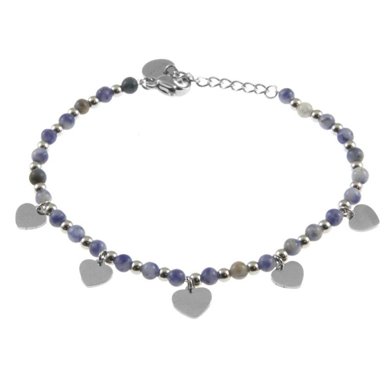 bracciale cuoricini donna acciaio pietre