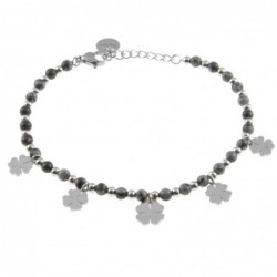 bracciale quadrifogli donna acciaio pietre