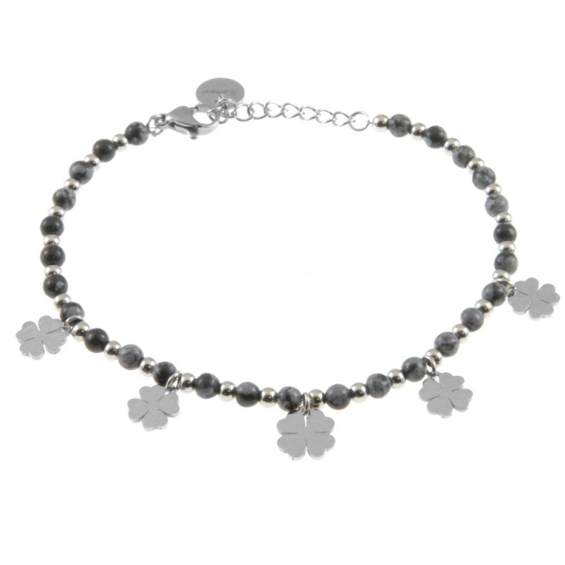 bracciale quadrifogli donna acciaio pietre