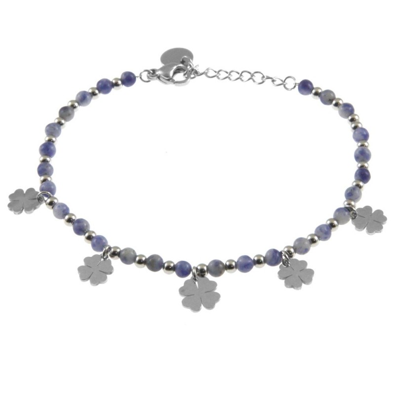 bracciale quadrifogli donna acciaio pietre