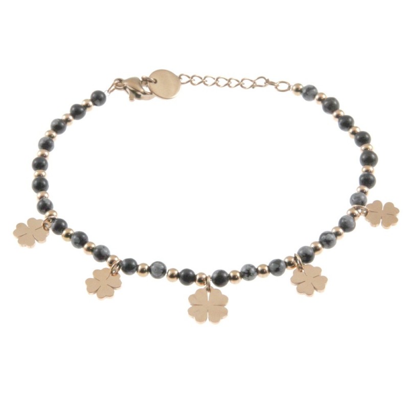 bracciale quadrifogli donna acciaio pietre