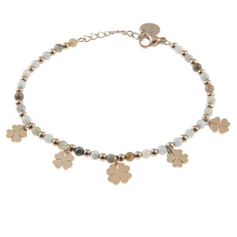 bracciale quadrifogli donna acciaio pietre