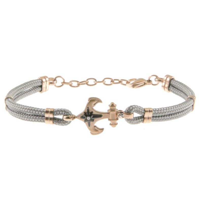 bracciale uomo ancora acciaio e cordoncino