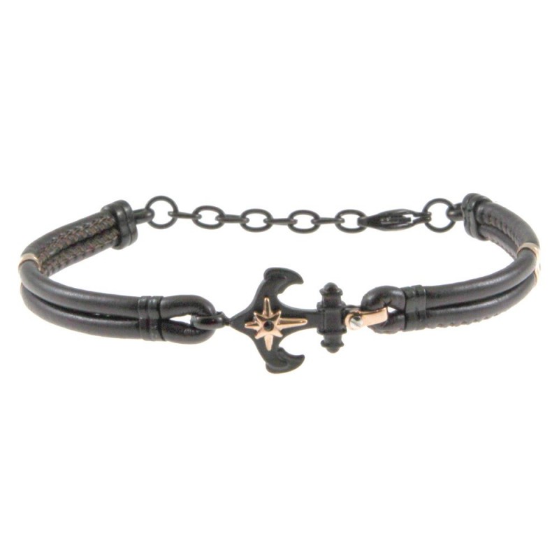 bracciale uomo ancora acciaio e pelle