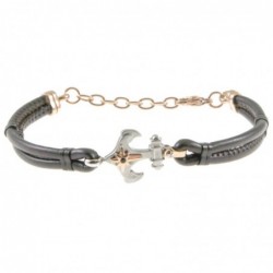 bracciale uomo ancora acciaio e pelle