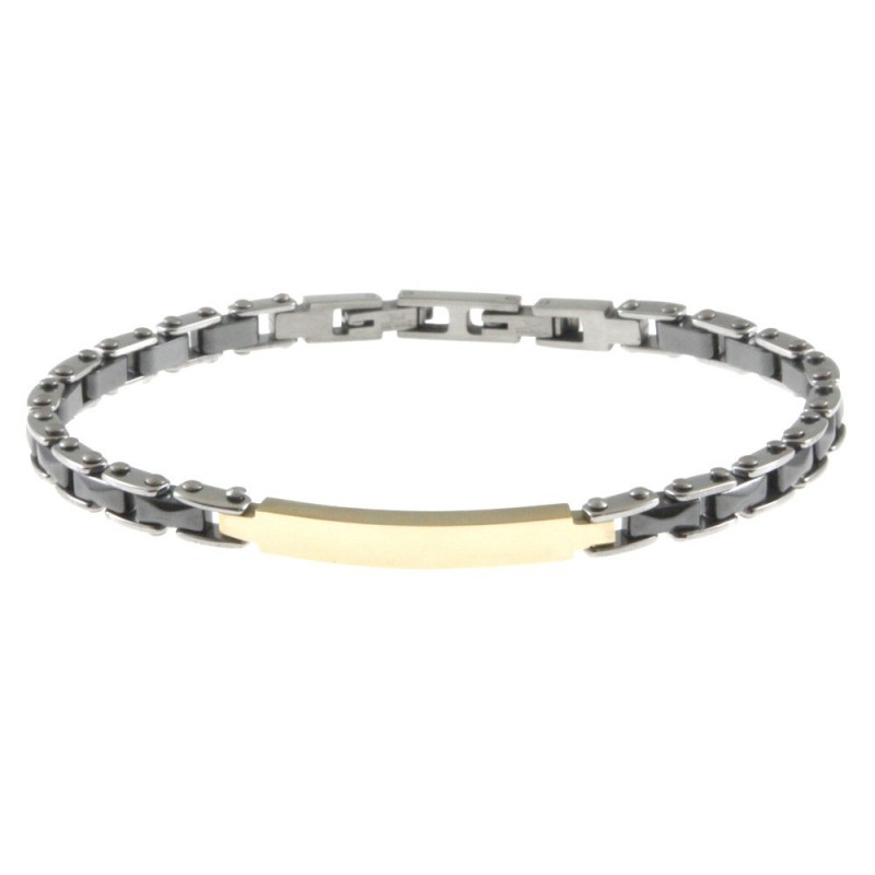 bracciale uomo acciaio ceramica piastra