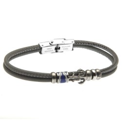 bracciale uomo ancora acciaio e pelle