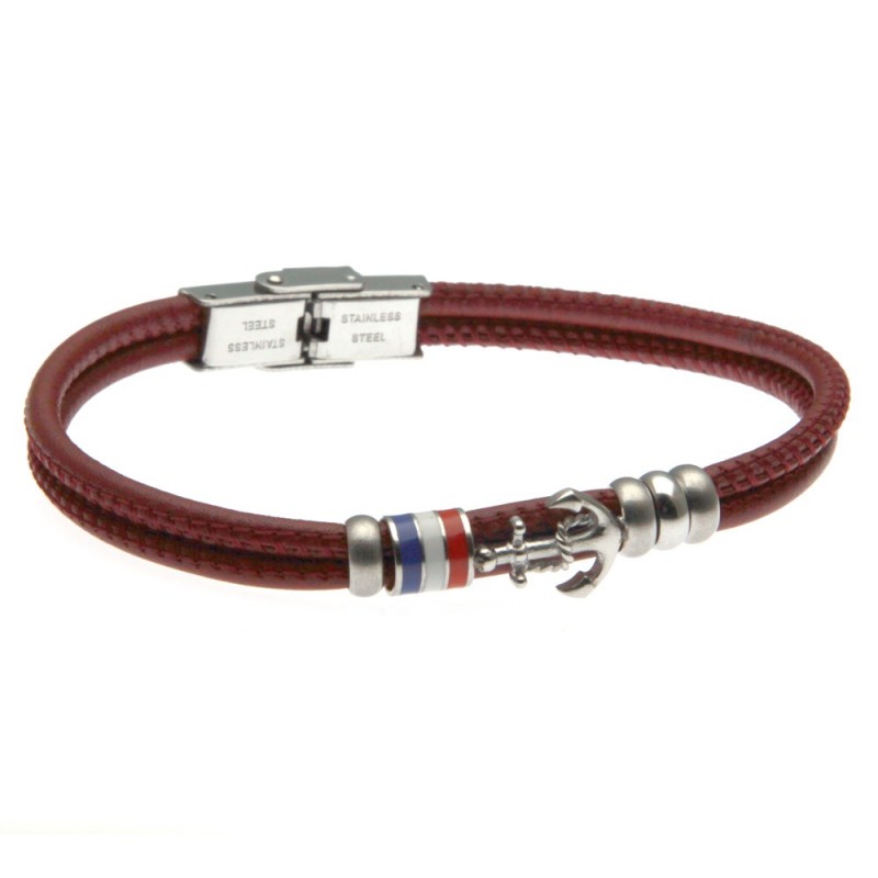 bracciale uomo ancora acciaio e pelle