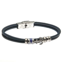 bracciale uomo ancora acciaio e pelle