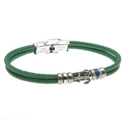 bracciale uomo ancora acciaio e pelle