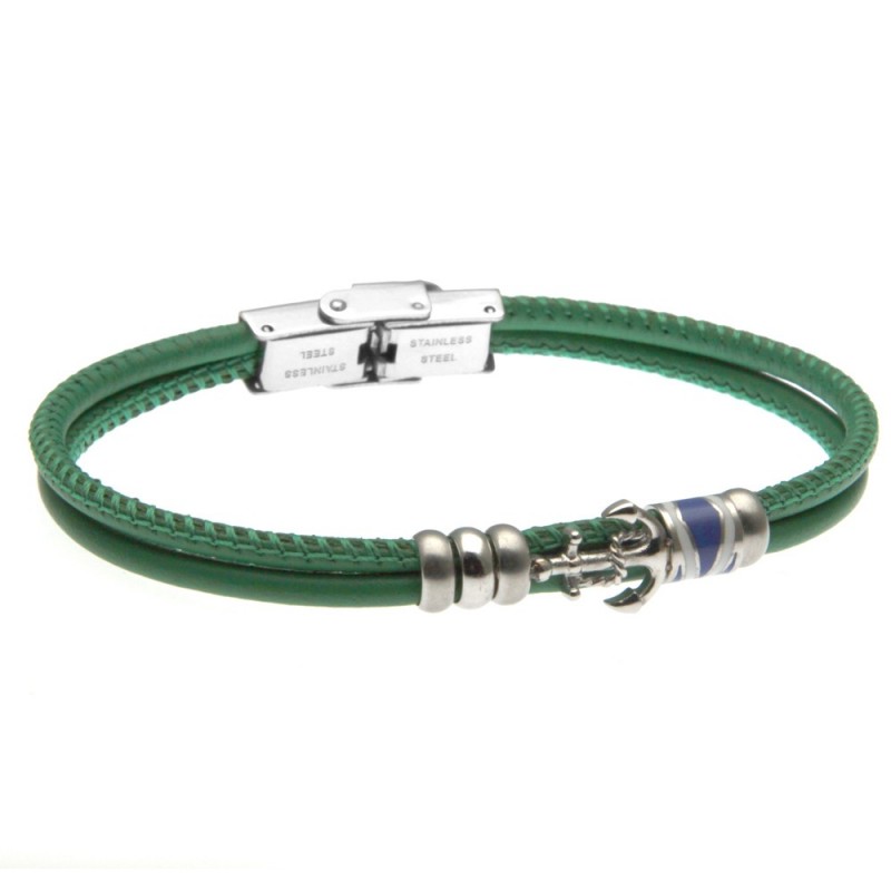 bracciale uomo ancora acciaio e pelle