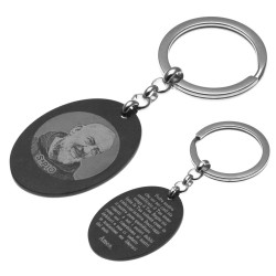 Portachiavi di padre pio con padre nostro sul retro