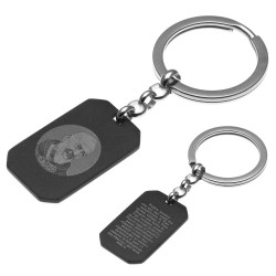 Portachiavi di padre pio con padre nostro sul retro