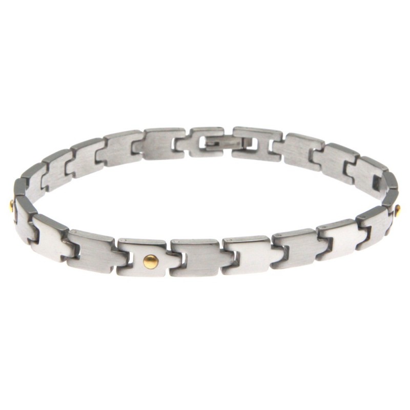 bracciale uomo imperniato in acciaio e oro