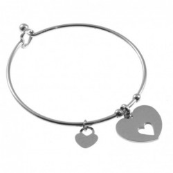 bracciale donna rigido in acciaio con cuore
