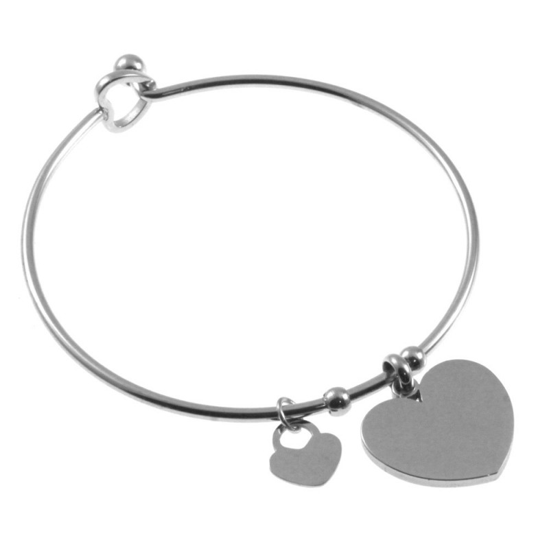 bracciale donna rigido in acciaio con cuore