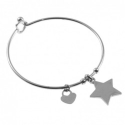 bracciale donna rigido in acciaio con stella