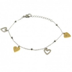bracciale donna cuoricini acciaio