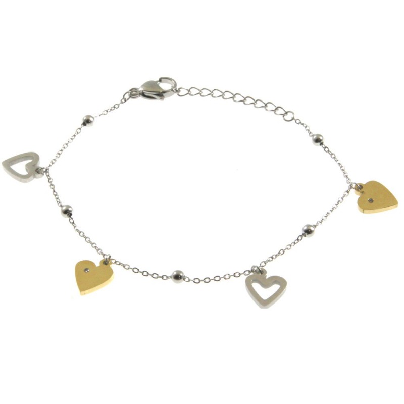 bracciale donna cuoricini acciaio