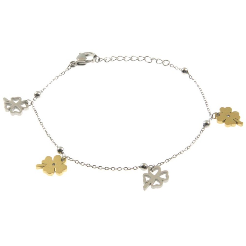 bracciale donna quadrifogli acciaio
