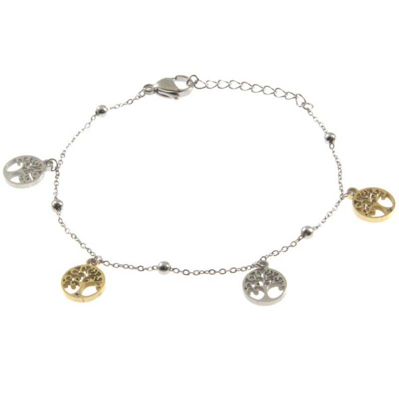 bracciale donna albero della vita acciaio