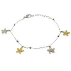 bracciale donna fiorellini acciaio