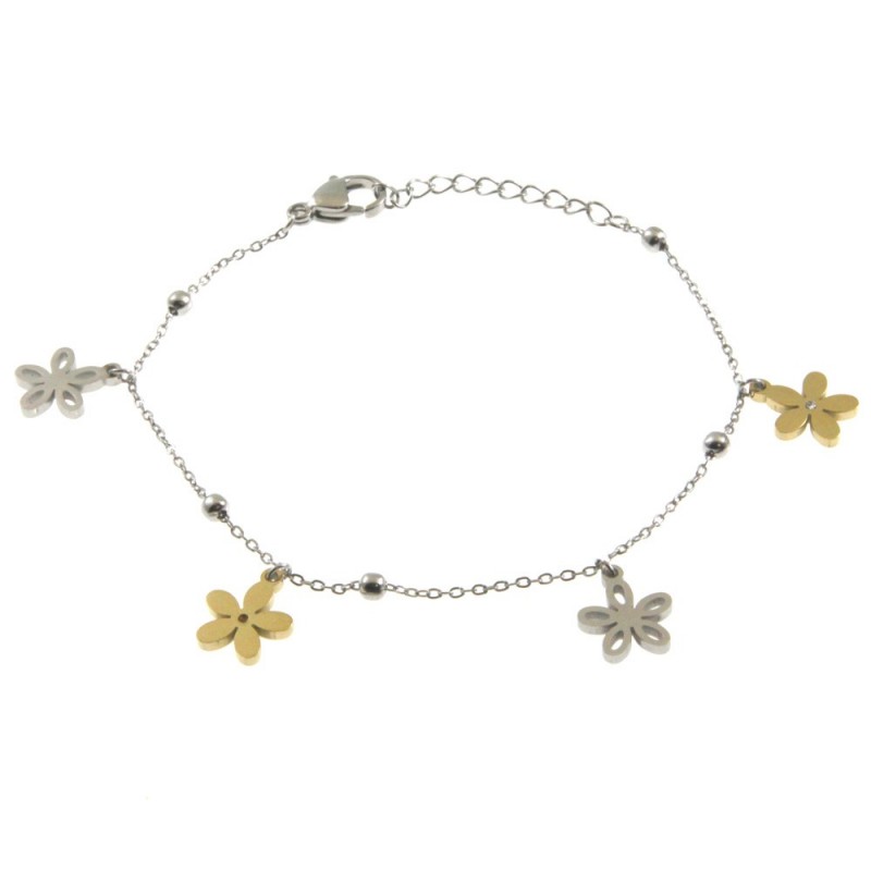 bracciale donna fiorellini acciaio