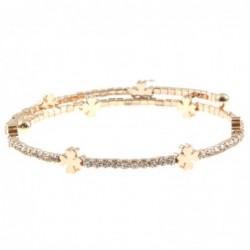 bracciale donna rigido con strass e quadrifogli