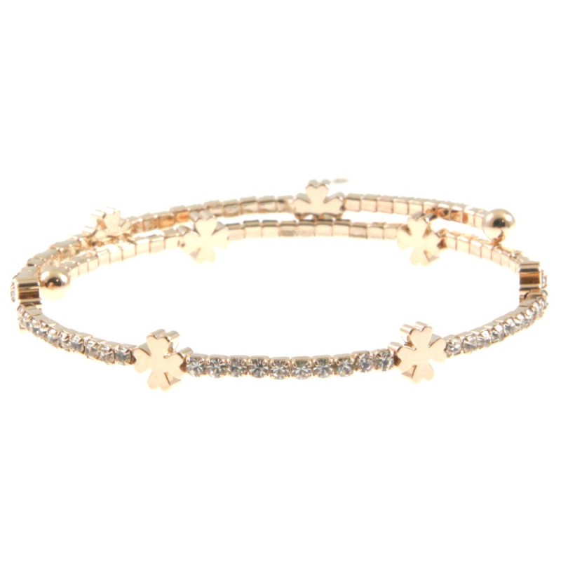 bracciale donna rigido con strass e quadrifogli