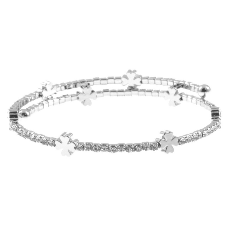 bracciale donna rigido con strass e quadrifogli