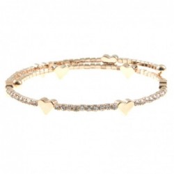 bracciale donna rigido con strass e cuoricini
