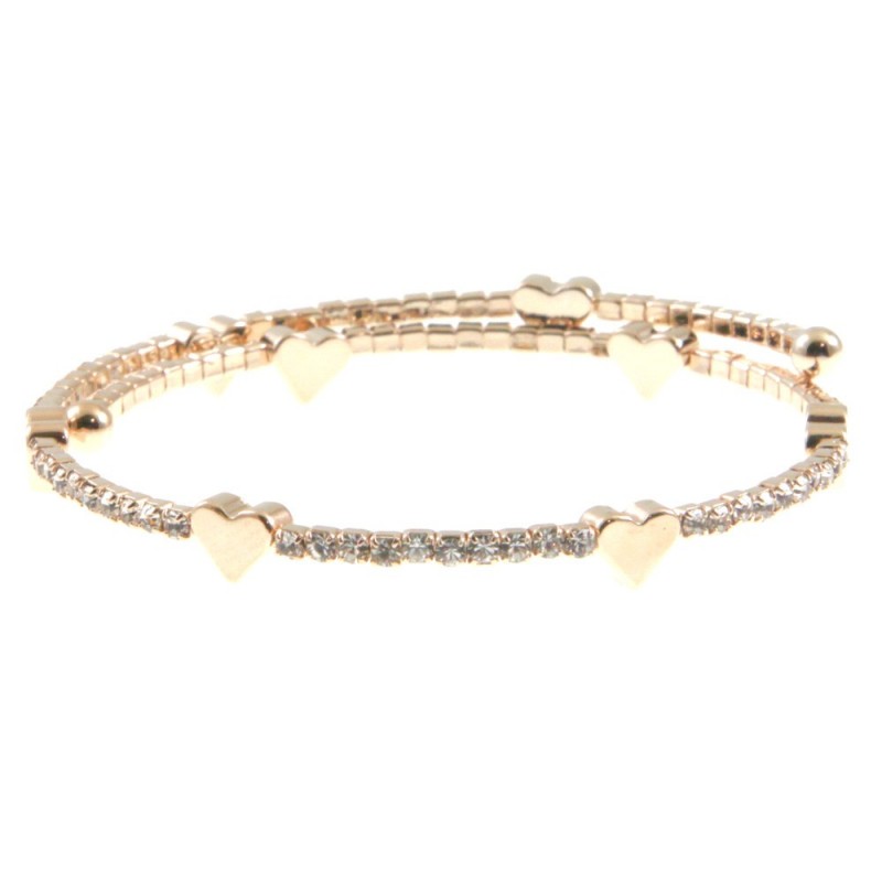 bracciale donna rigido con strass e cuoricini