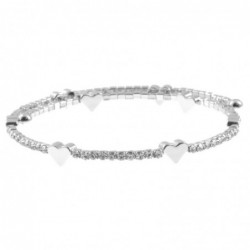bracciale donna rigido con strass e cuoricini
