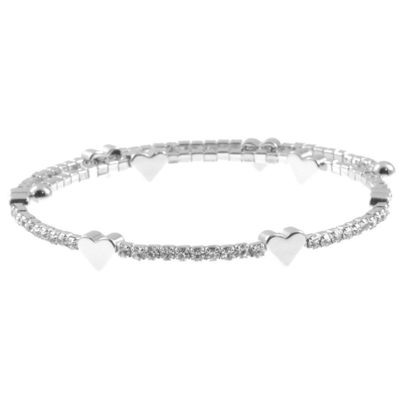 bracciale donna rigido con strass e cuoricini