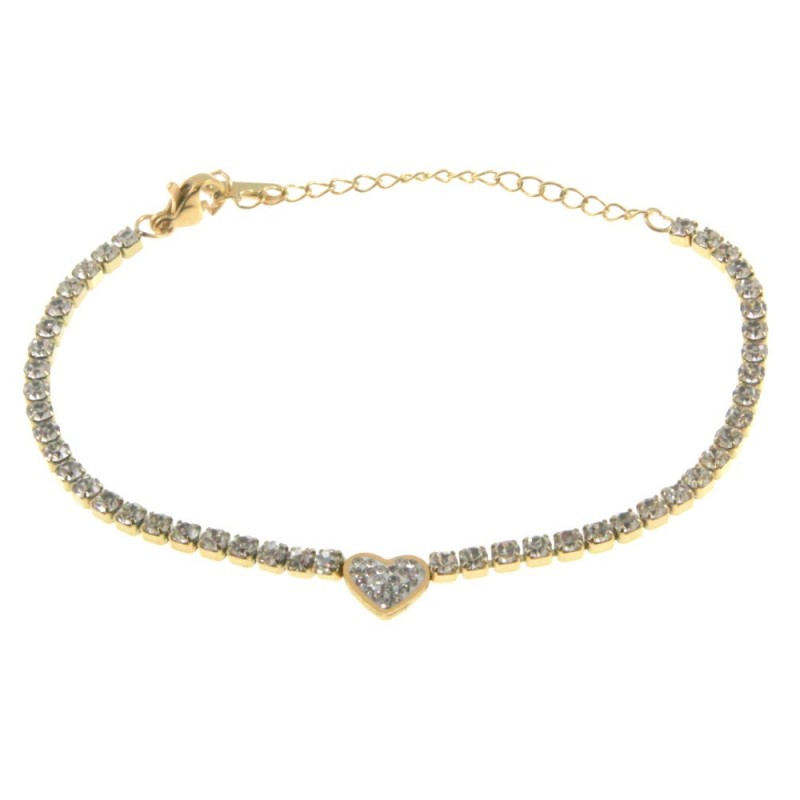 bracciale tennis donna con cuore acciaio