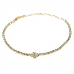 bracciale tennis donna con quadrifoglio acciaio
