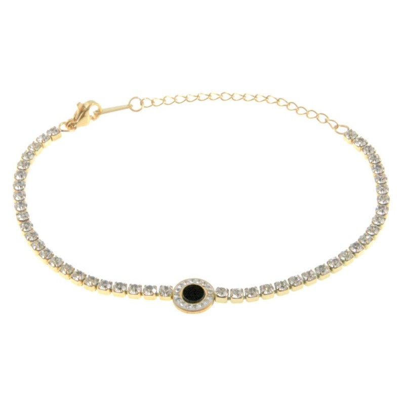 bracciale tennis donna con tondo acciaio