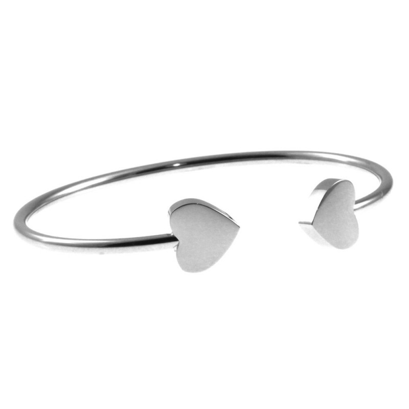 bracciale donna cuori rigido acciaio