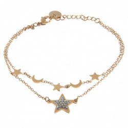 bracciale donna stelle e lune acciaio ramato