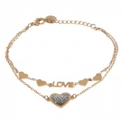 bracciale donna cuori acciaio ramato