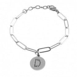 bracciale con iniziale lettera d acciaio e strass