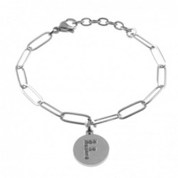bracciale con iniziale lettera f acciaio e strass