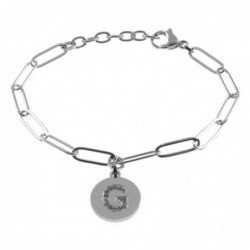 bracciale con iniziale lettera g acciaio e strass