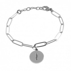 bracciale con iniziale lettera i acciaio e strass