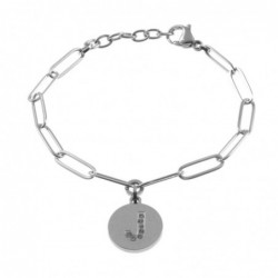 bracciale con iniziale lettera j acciaio e strass