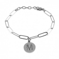 bracciale con iniziale lettera m acciaio e strass